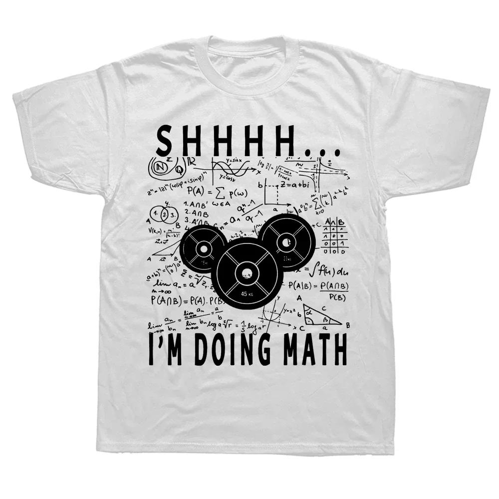 Neck Short-Sleeve Fashion Tshirt Clothing Casual T-shirts Shhh I'm Doing Math Weight Lifting for Gym Workout Tee Tops Round 2024
