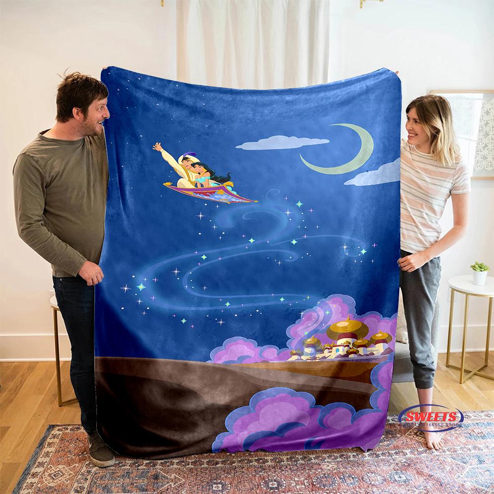 6 Sizes Princess Aladdin Blanket, Sofa Bed Cover Four Seasons Soft Fluffy Quilt Blanket, Indoor Outdoor Leisure Nap Blanket Gift