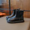 2024 Girls Boots Solid Color Causal Kids Short Leather Boot Non-slip Fashion Children's Winter Boots Winter Toddler Cotton Boots