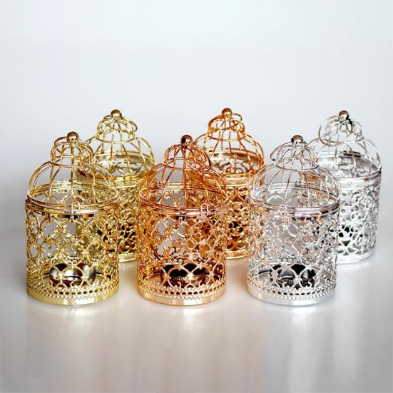 Европейский полый цветок подсвечник подвесной железный подсвечник в виде птичьей клетки