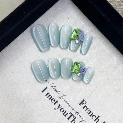 Чисто ручная работа Фототерапевтические носимые ногти Таблетки Qingti Jasmine Wear Nail Готовый продукт Многоразовые накладки для ногтей