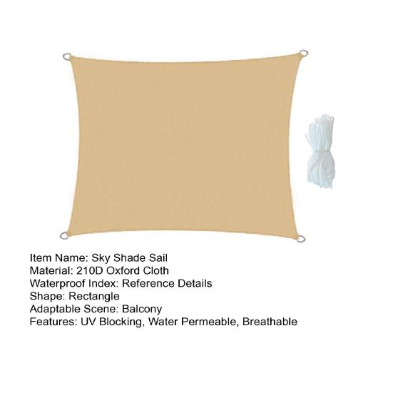 Уличный солнцезащитный козырек с ветрозащитным тросом, прямоугольный навес с защитой от ультрафиолета, проницаемый