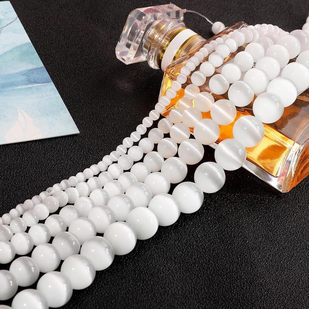 Белый Камень Кошачий Глаз Россыпью (4-12 ММ) для браслетов, ожерелий, заколок, сережек своими руками