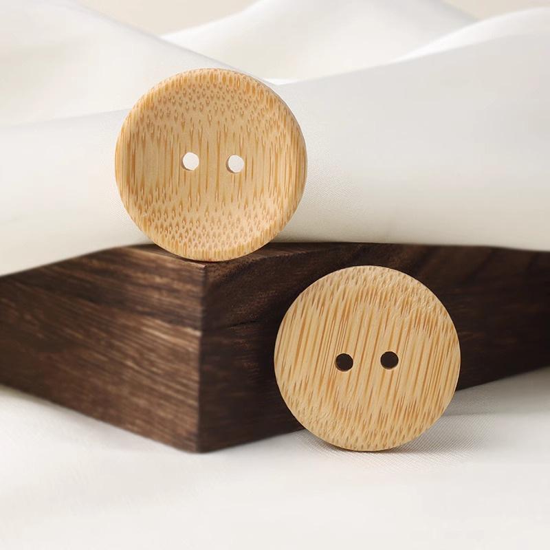 10Pcs Ring Bamboo Bowl Button Bowl Type Log Color Natural Bamboo Button Button Dress Knitted Sweater Jacket Cotton And Linen Clothing