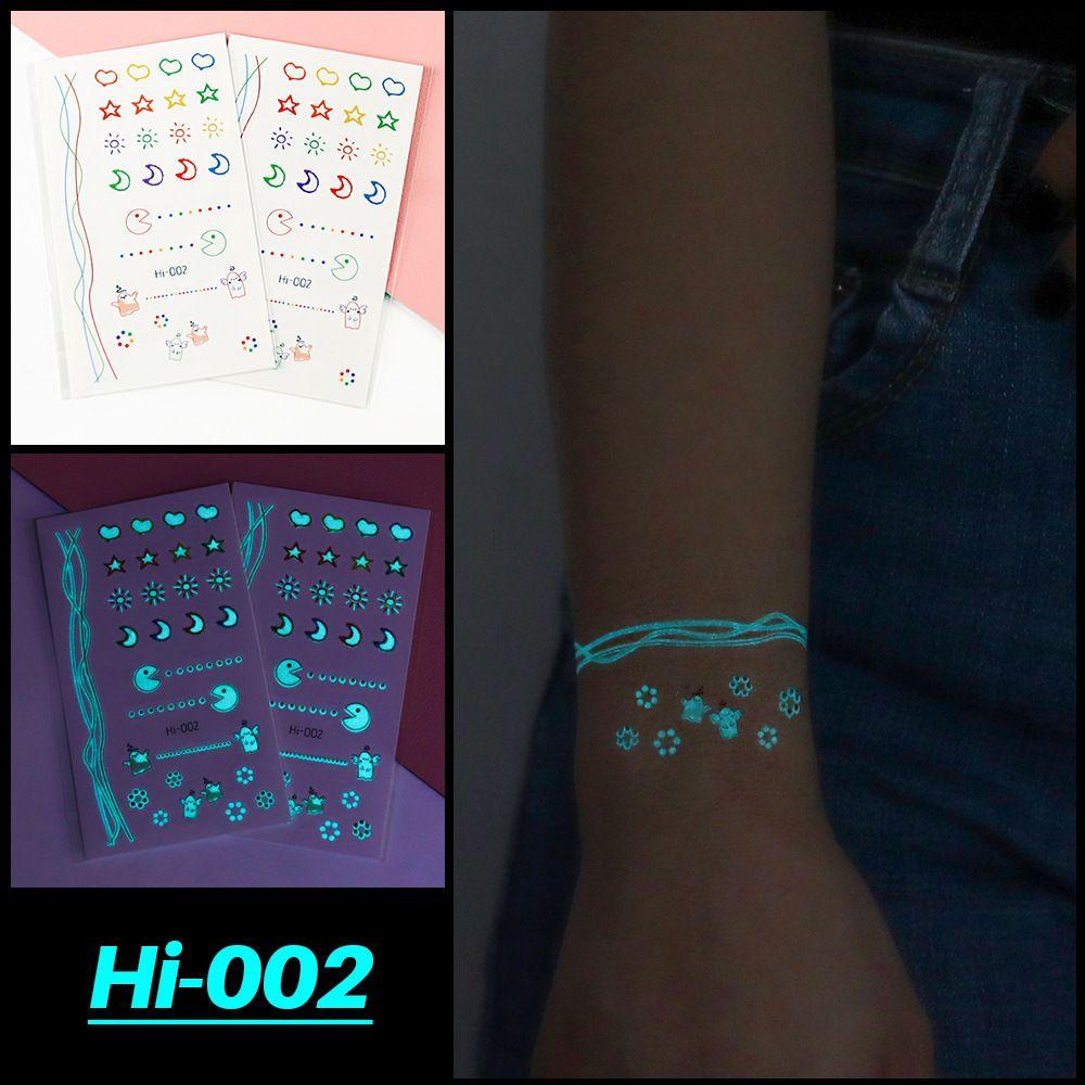 Fluorescent Star Feather Temporary Tattoos Blue Luminous Fake Tattoo Body Art Tattoo Sticker