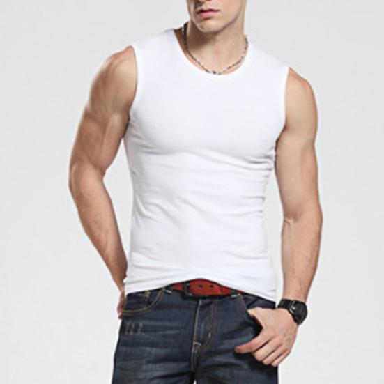 Vest Men's Solid Colour Sleeveless Round Neck Vest Slimming Bodybuilding Vest Undershirt