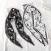 Fashion Butterfly Print Women's Turban Summer Lace Transparent Triangular Scarf Girl Silk Scarf Trendy Bandana Hair Accessories