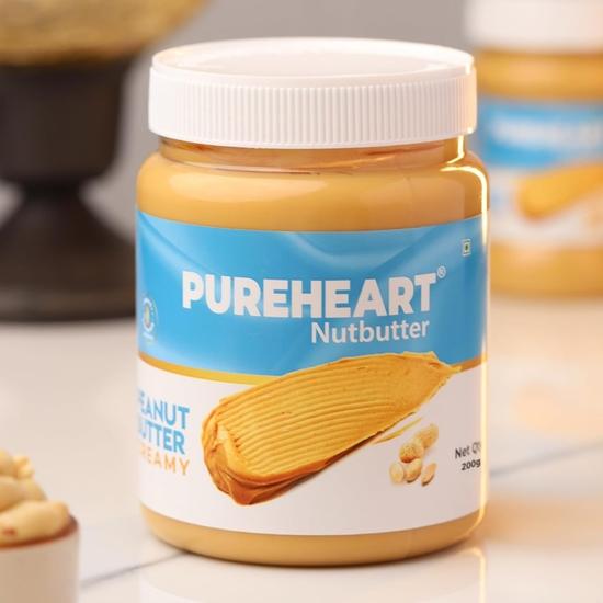 Pureheart Nutbutter Creamy Peanut Butter 200 gm | Natural & Premium Roasted Peanuts | High Protein, Rich in Fiber | Zero Trans Fats