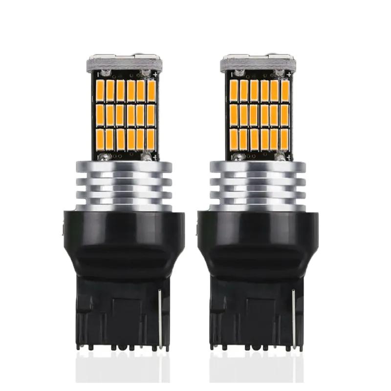 2 шт. W21W T20 WY21W 7440 9V-18V Canbus Янтарные Автомобильные 45SMD Светодиодные Лампочки Поворотников Заднего Фонаря Стоп-Сигнал