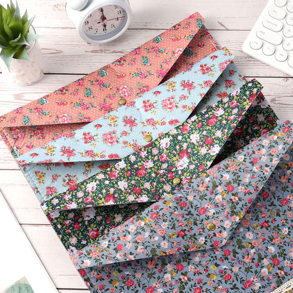 Portable Organizer Elegant Canvas Felt File Briefcase Floral Document Bag Paper Holder File Folder