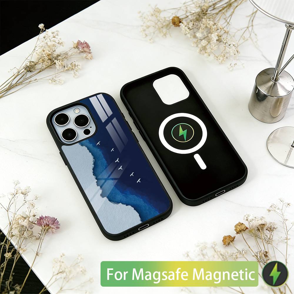 Sea Phone Case For iPhone17,16,15,14,13,12,11 Plus,Pro Magnetic with Magsafe Wireless Charging