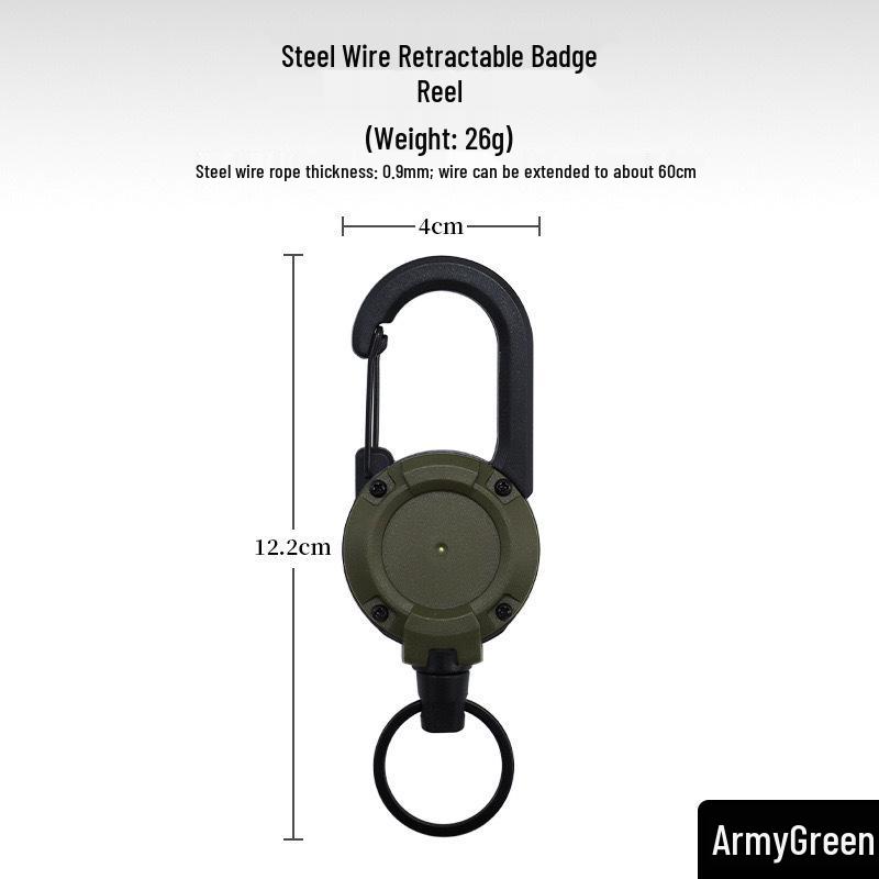 High Rebound Elastic Retractable Keychain with Steel Wire Rope and Anti-Loss Buckle