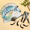 Bamboo Hand Fan Silk Shank Classical Dance Fan High Quality Vintage Folding Fan  Female