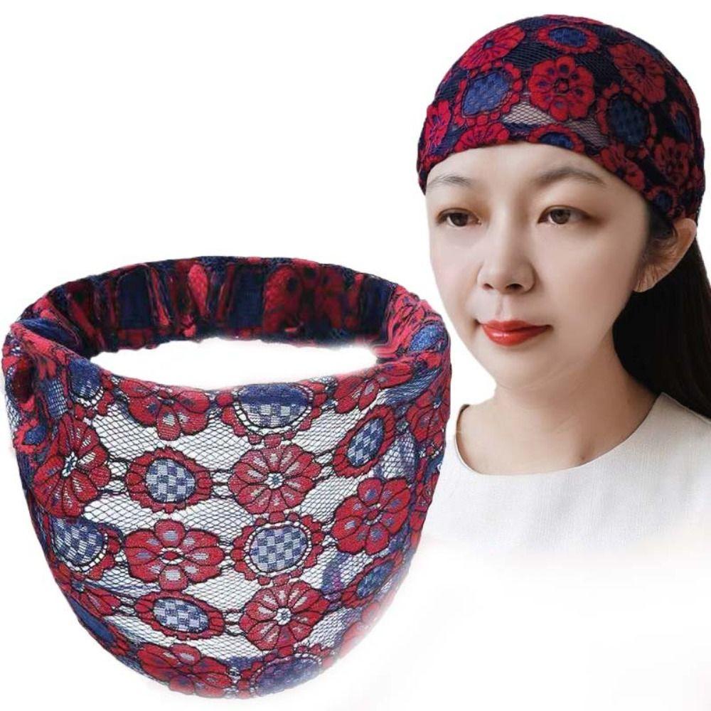 Hair Hoop Mesh Flower Headband Non Slip Wide Side Head Wrap Fashion Lace Hairbands Party