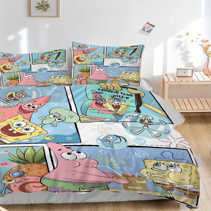3Pcs Spongebob'S Underwater Adventure Bedding Sets For All Sizes New 3D Printed Bed Cover Comforter Duvet Cover Pillowcase Bedroom Decoration