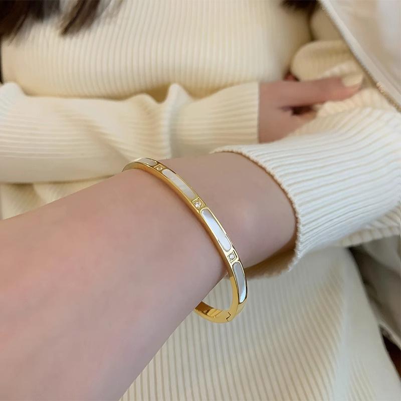 Браслеты из нержавеющей стали с ракушкой для женщин, золотые браслеты, не выцветающие ювелирные изделия, подарок