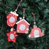 Xmas Tree Hanging Ornaments New Year Christmas Photo Frame Pendant Home Decoration Crafts Kids Wood Photo Frame Keepsake Gift