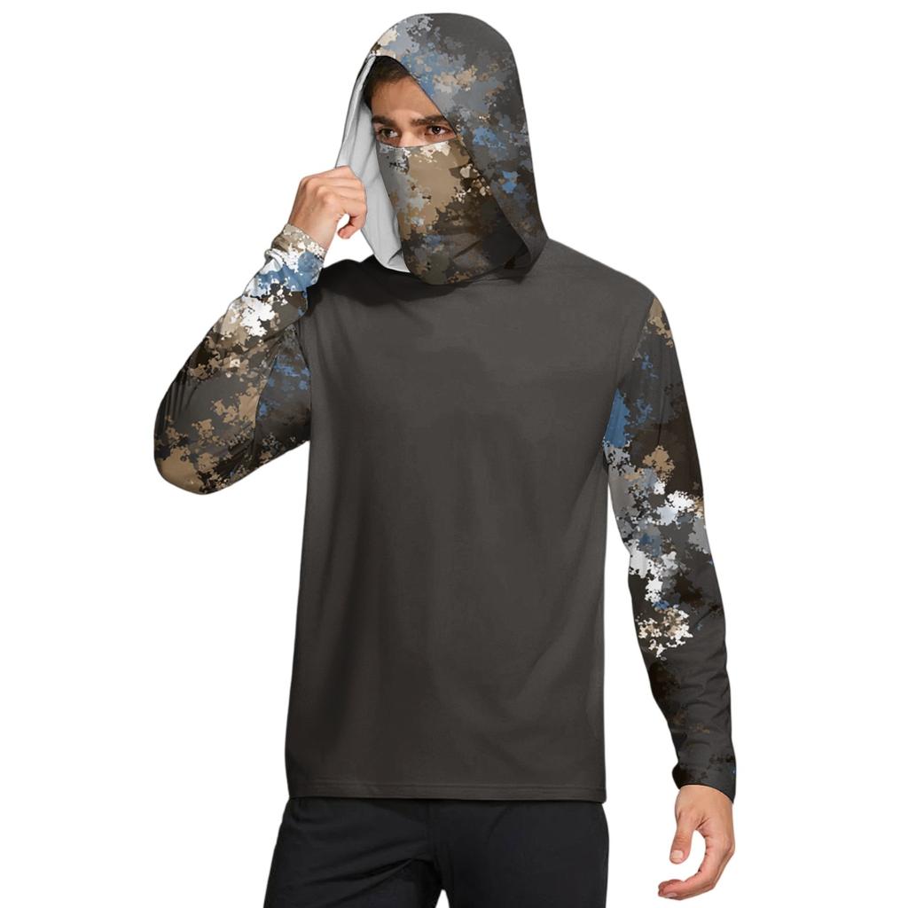 Мужская рубашка с маской Легкая с длинным рукавом Капюшон Для пеших прогулок Рыбалки Для выступлений