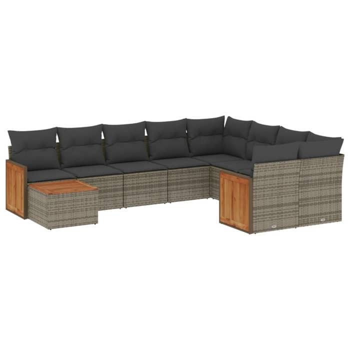 VidaXL Salon de Jardin avec Coussins 10 pcs, Canapés de Terrasse, Ensemble de Meubles de Patio, Mobilier d'Extérieur, Gris 3260401