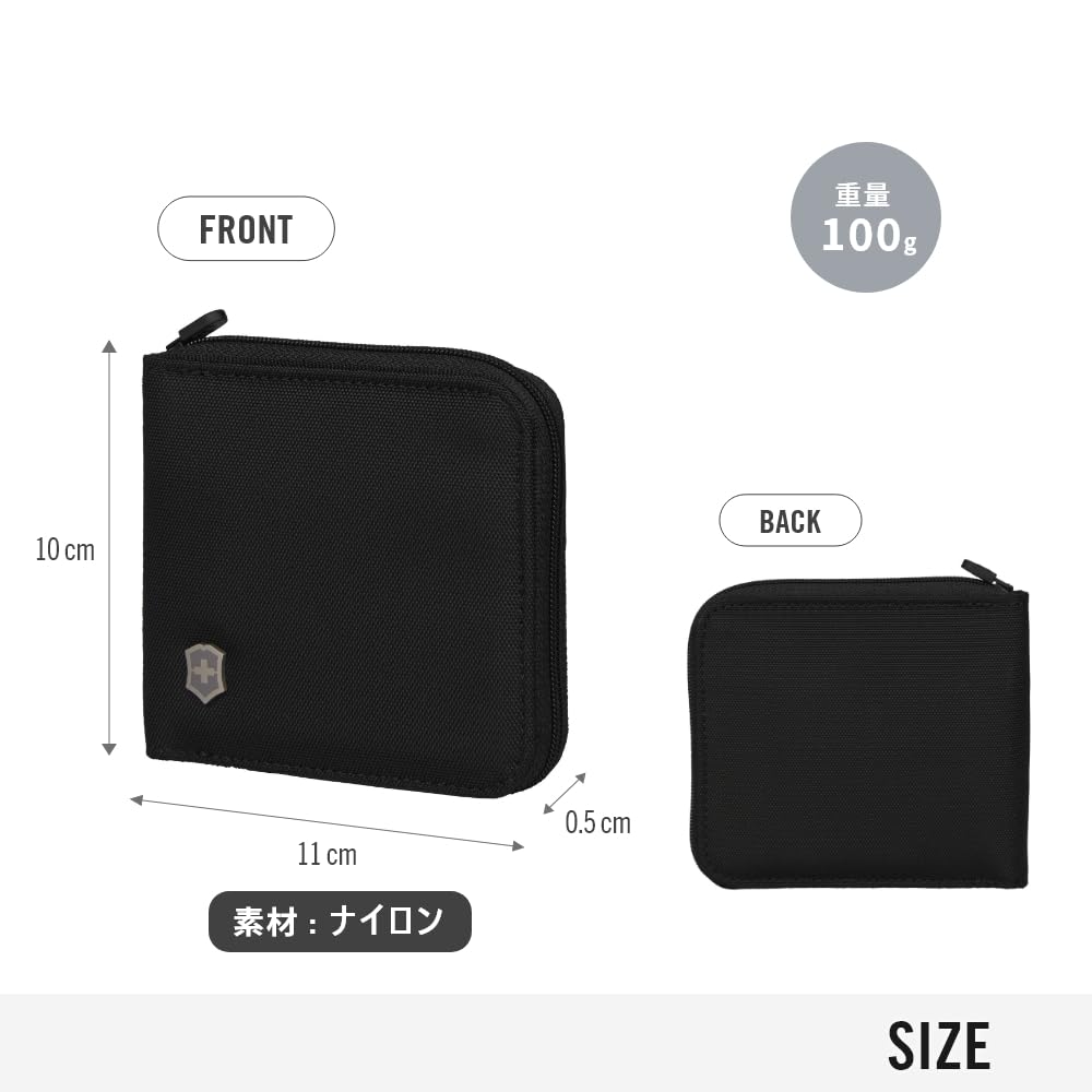 Victorinox Travel Accessories Bifold No Coin Holds Many 610395 5.0 Zip-Around Wallet, Slim, Compact, Purse, Cards, Black,