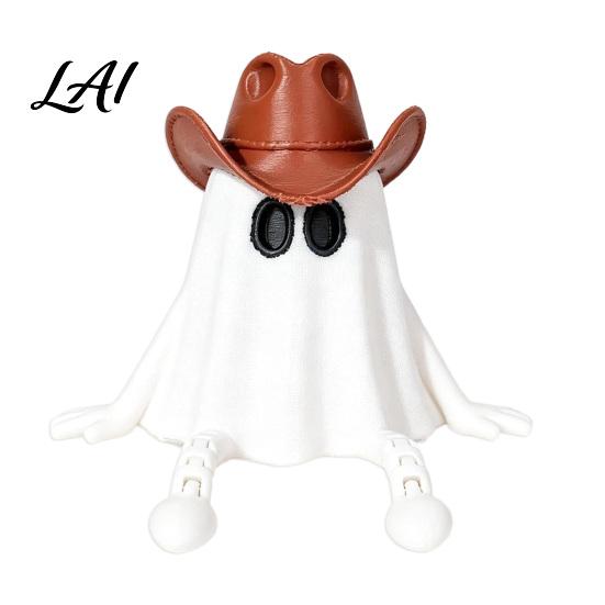 Artistic Ghost Sculptures Halloween Pumpkin Figurine 3D Printed Statue with Desk Ornaments Poseable Joint Spooky Articulated Decor Ornament
