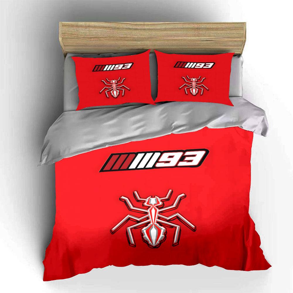 Red background ant and number 93 Bedding Set for Kids Luxury Gift 3pcs Digital Print Comforter Set Soft Comfortable Breathable
