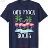 Our Flock Rocks Flamingos Lover Family Vacation Group T Shirt Vintage Stretched Top For Everyday Wear Versatile Graphic