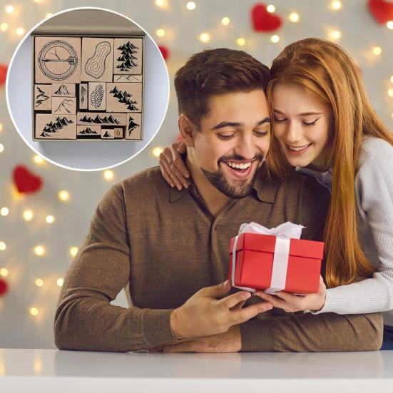 16 шт. винтажных деревянных штампов с изображением гор, лесов и вулканов, набор топографических штампов для самодельных карт, скрапбукинга