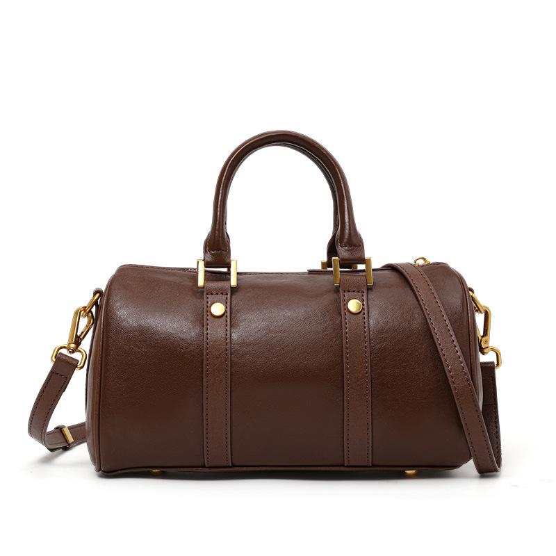 Сумка Maillard Retro Handbag Cross-border Женская сумка Легкая роскошная модная сумка Boston из коровьей кожи растительного дубления через плечо