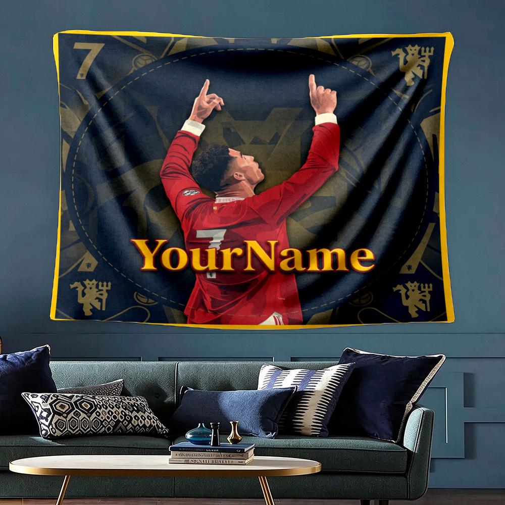 Cristiano Ronaldo Custom Your Name Wall Decor Tapestry Art For Pet Memorial Birthday Wedding Party Backdrop Family Gift