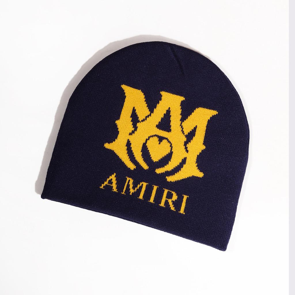 Шапка бини вязаная с узором в виде букв Amiri Модная повседневная уличная Подарок Теплая