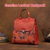Vintage Design Embossing Backpacks for Women Genuine Leather Travel Bags Fashion Ladies Knapsack