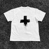 Summer Distressed Brush Stroke Cross Graphic Tshirt Minimal Abstract White Symbol Print Soft Cotton Unisex Short Sleeve Tee