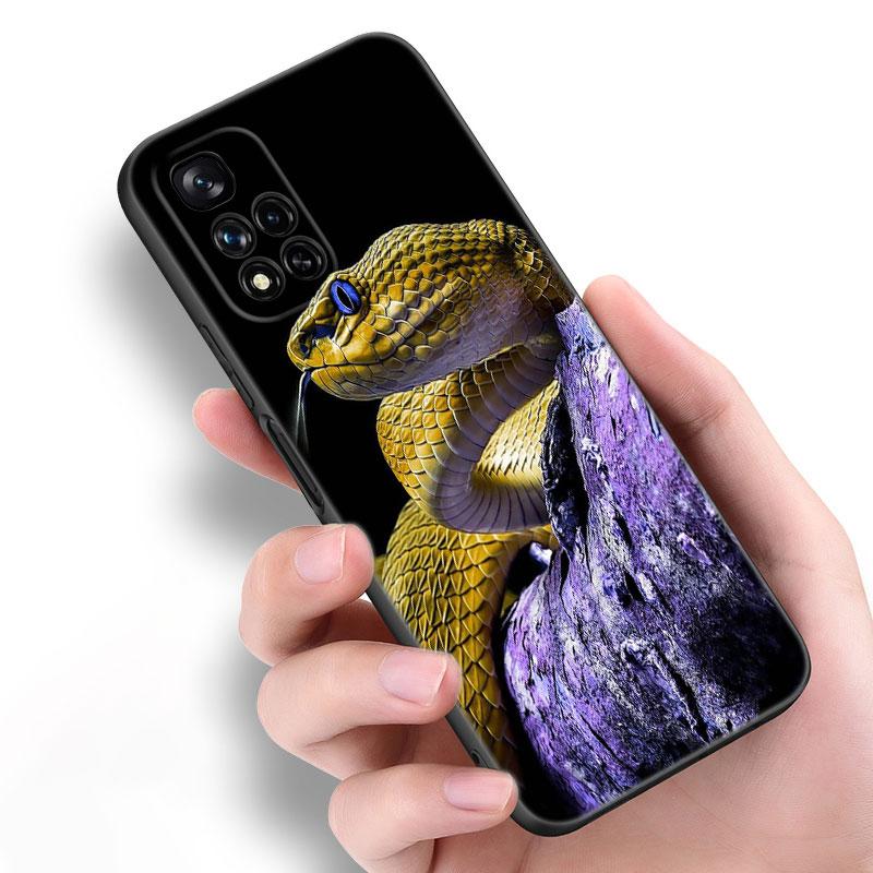 Черный силиконовый чехол для телефона Animal Snake для Xiaomi POCO X3 X4 NFC F5 M3 M4 M6 X5 X6 Pro F3 F4 GT 5G C55 C65 M5