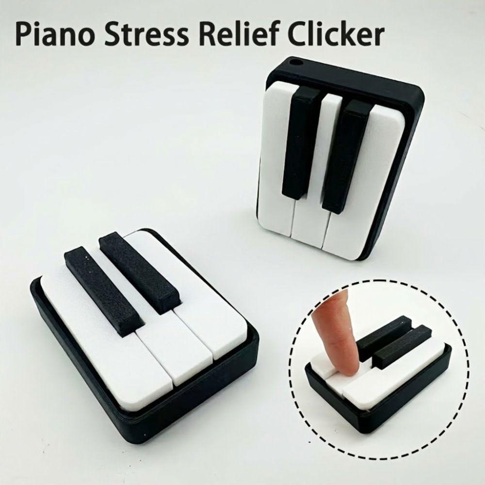 Novelty Piano Stress Clicker Keychain 5-key Press Piano Key Fidget Figurine  Backpack