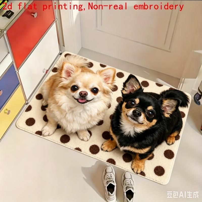 Cute Chihuahua Welcome Doormat Long Haired Dog Floor Rug Indoor Outdoor Entrance Carpet for Living Room Pet Lover Gift