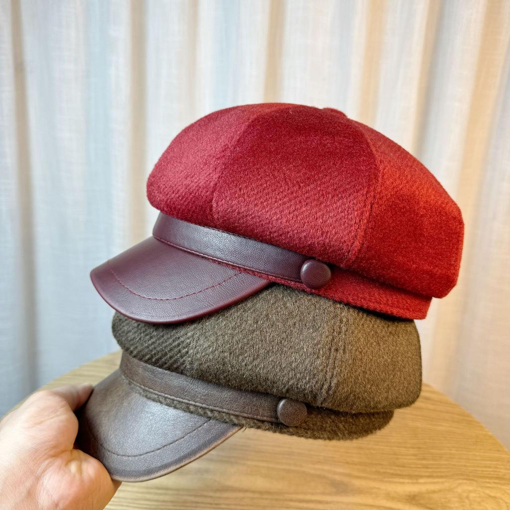 Восьмиугольная шляпа для женщин на осень и зиму, теплая из меха норки, британская ретро-кепка газетчика, трендовый бренд, повседневная универсальная шляпа художника