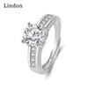 Lindon Classic Copper Alloy Zircon Ring Ladies Jewelry Wedding Promise Party Gift