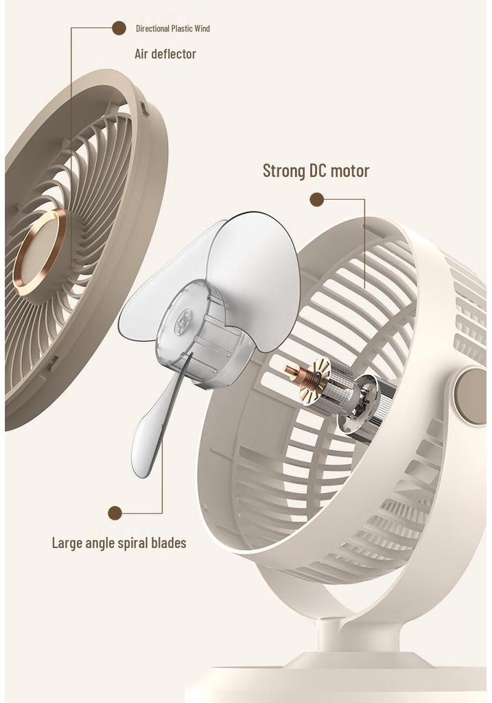 USB Rechargeable Desktop Fan - High-Power Air Circulator with Oscillation for Dorms