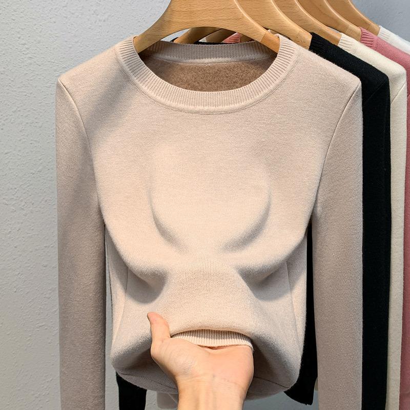 Women's Autumn and Winter Round Neck Knitting Bottom Pullover Jumper