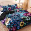 Peacock Floral Duvet Cover Set Breathable All-Season Animal Print Machine Washable With 2 Pillowcases For Home Dorm Decor