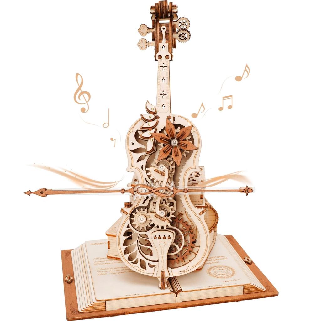 ROBOTIME 3D Wooden Puzzle Toy DIY Music Box Model Kit No Batteries Automatic Playing Mechanical Puzzle Craft Educational Toy for and Adults Perfect