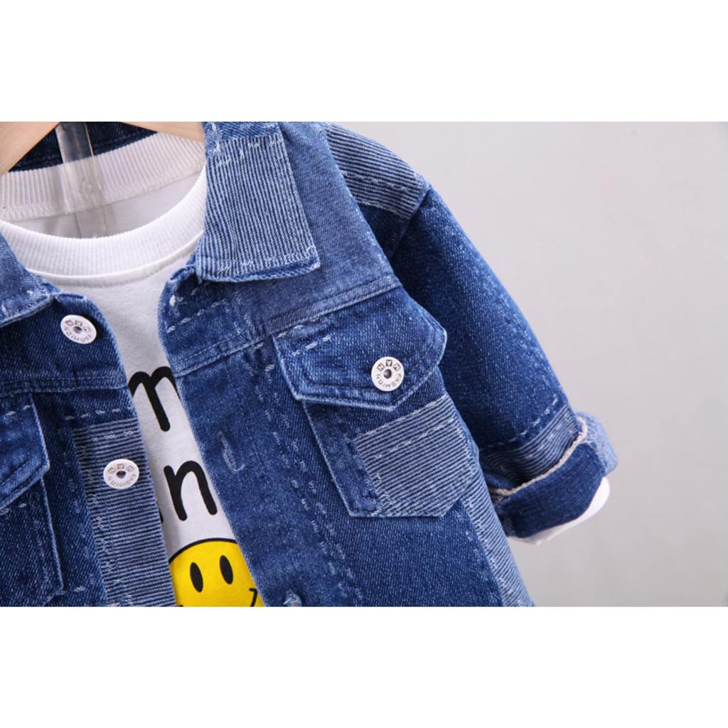 Комплект из 3 предметов: верх и низ из денима в стиле пэчворк, джинсы с длинным рукавом, корейская одежда для мальчиков, 80 см, 90 см, 100 см, 110 см, 120 см [EnDast] Футболка