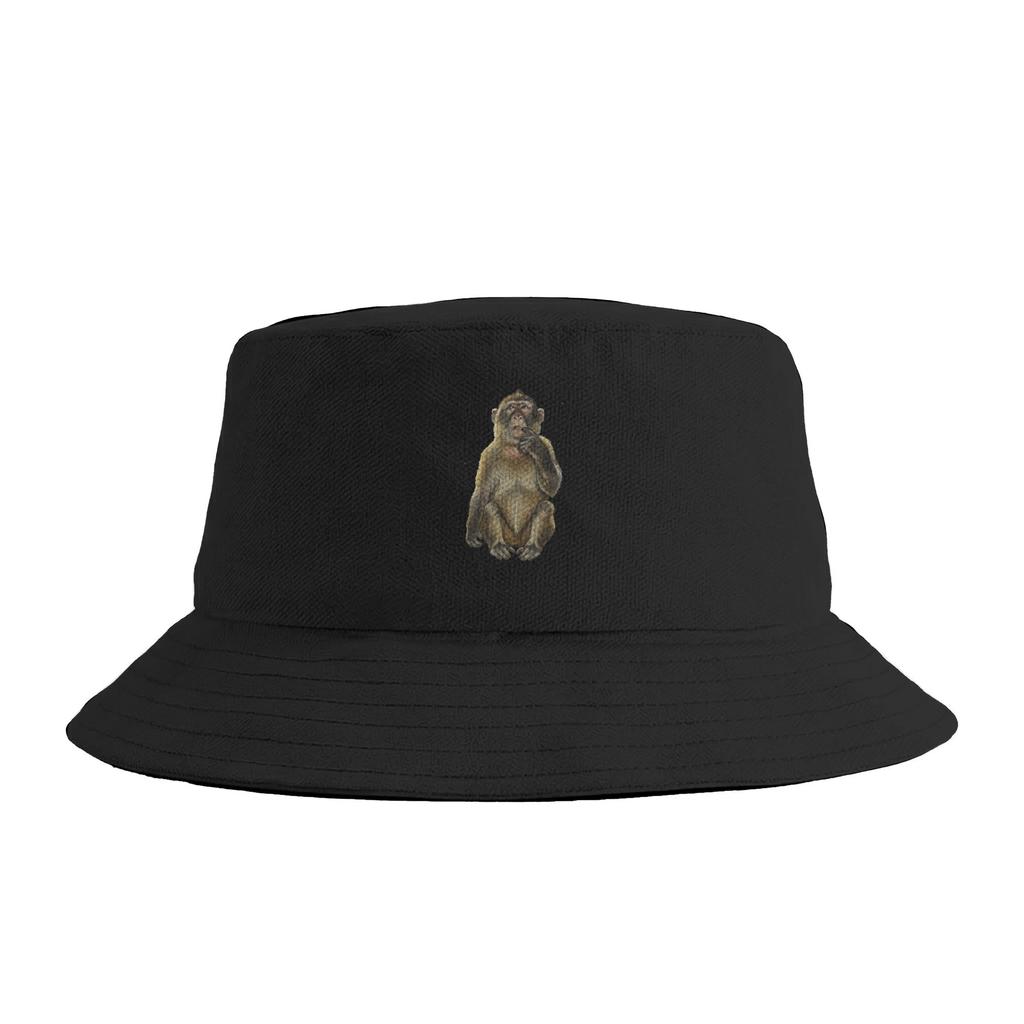 Wait I‘m Goated Funny Thinking Monkey Meme Brainrot Bucket Hat Outdoor FisherUnisex Caps For Couple Korean Travel Hiking Sun Hats