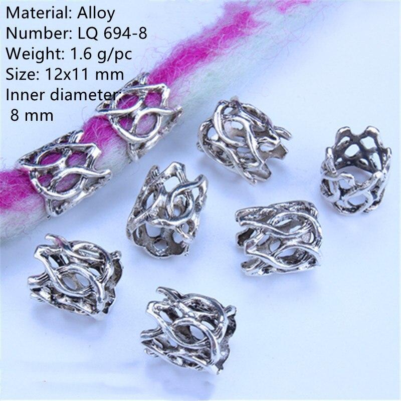 5pcs/bag Silver Metal Hair Rings Braid Dreadlocks Bead Hair Cuffs Dread Tube Charm Dreadlock for DIY Hair Accessaries