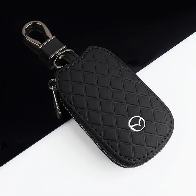 Leather Car Keychain For Mazda CX-5 CX-30 Mazda 3 Key Ring Auto Key Holder Accessories