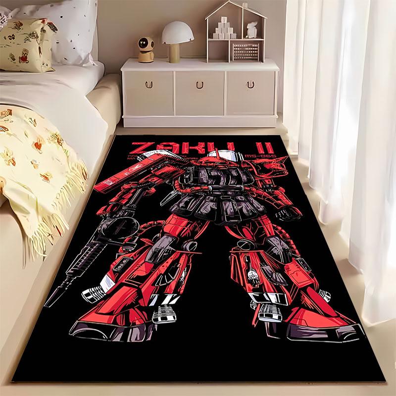 Red Zaku II Robot Design suitable as a non-slip mat for the living room or bedroom sofa