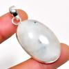 Rainbow Moonstone Gemstone 925 Silver Plated Handmade Jewelry Pendant 1.89"