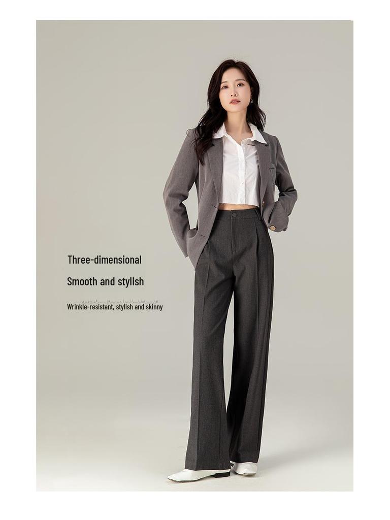 Xinge Women's Thickened Tencel Wool Wide-Leg Suit Pants for Autumn/Winter 2024