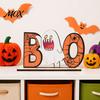 Childlike Halloween Room Accent Wooden Table Sign, Cute Pumpkin Boo Ghost Vibrant Party Prop Tabletop Centerpiece for Indoor Mantel Fireplace